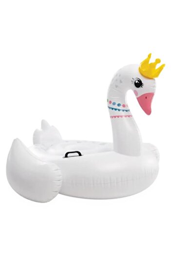 Intex Inflatable Float Swan with Crown, 188 x 124 cm, White, with Handles, for Pool and Sea