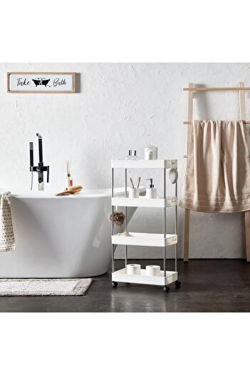 Home Centre Blanc 4-Tier Storage Trolley