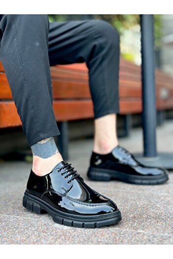 BOA Ba0237 Lace-Up Patent Leather Classic High Sole Casual Men's Shoes