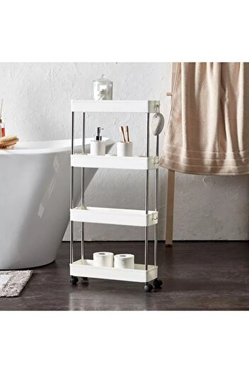 Home Centre Blanc 4-Tier Storage Trolley