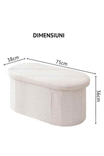 OEM Foldable Storage Box Ottoman, Upholstered with Lid, Multi-functional, 75x38x36 cm, White