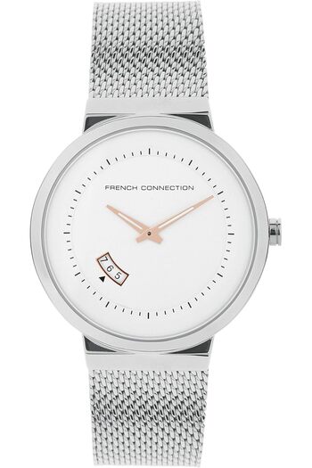 French Connection Analog Dial Men's Watch, Silver, Bracelet
