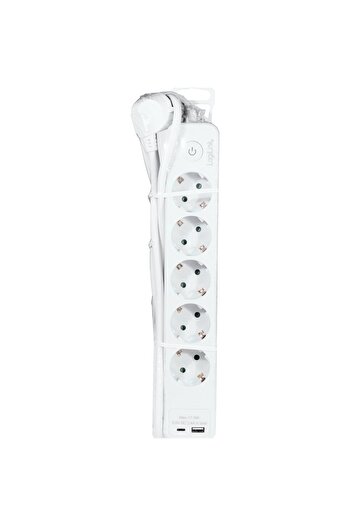 LogiLink LPS280U extension cord, 5 outlets, 1x USB-C, 1x USB-A, 17W, switch, overload protection