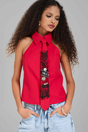 tw3 Women's Tie Detailed Design Blouse Bustier