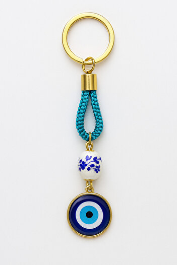 simagift Turquoise Crystal Stone Evil Eye Beaded Keychain - Ceramic Beaded, Gift Bag Accessory