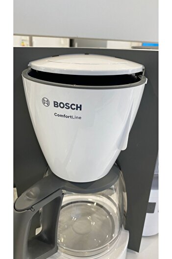 Bosch Filtre Kahve Makinesi Beyaz Cam Demlik Kağıt Filtreli Aroma Tutma Ayarlanabilir Sıcak Tutma
