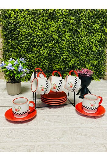 Home Luxury Cup Set with 6 Hanging Checkered Pattern Cups