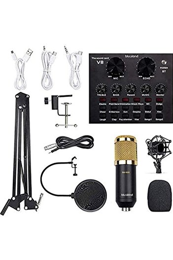 Generic Genrics Blueland Microphone, Live Sound Card & BM800 Suspension Microphone Kit