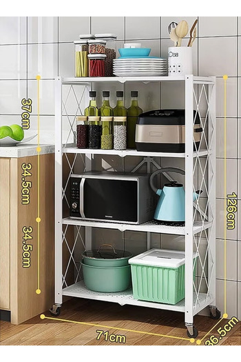 Cady One Kitchen Storage Rack and Sturdy Metal Storage Shelving Unit on Rolling Cart for Garage, Kitchen, Basement, and Pantry