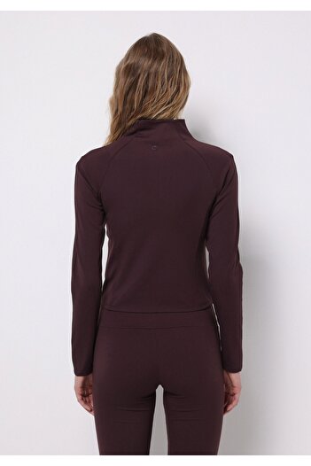 Colin's Regular Fit Stand Collar Plain Women's Purple Sweatshirt