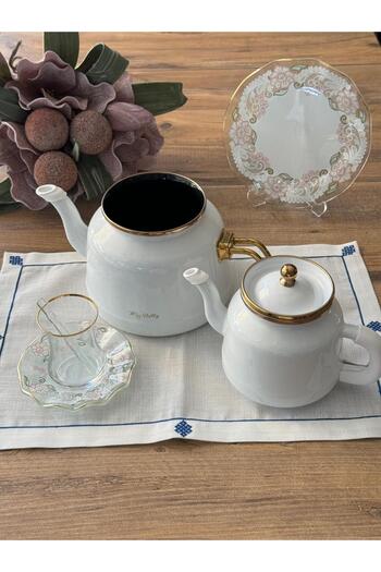 Meri Ev Gereçleri White Pearl Enamel Tea Pot