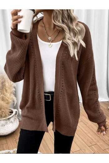 SolQ Oversized Buttonless Long Loose Women's Knitwear Cardigan