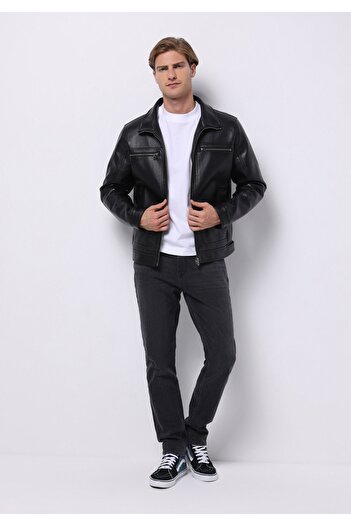 Colin's Slim Fit Erkek Siyah Mont Pu