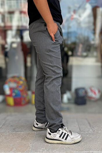 BARLİZ Children's Adjustable Waist Lace-Up Flexible School Trousers