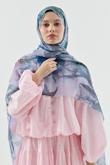 Modakaşmir Lily Pattern Moon Shawl
