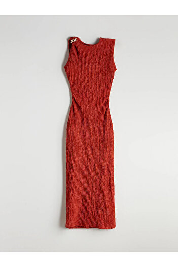 LC Waikiki Crew Neck Gathered Bodycon Dress
