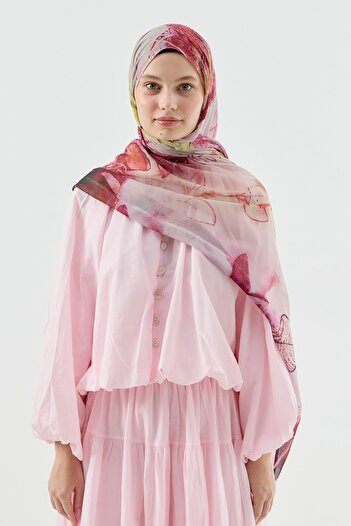 Modakaşmir Water Lily Pattern Moon Shawl