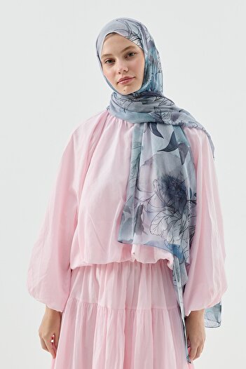 Modakaşmir Lily Pattern Moon Shawl