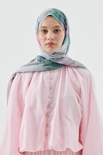Modakaşmir Water Lily Pattern Moon Shawl