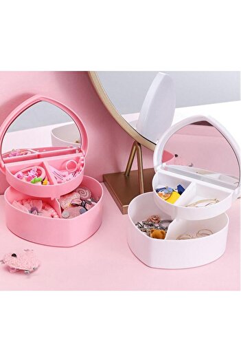 İstangül Butik Heart Design Mirrored Jewelry Storage Box