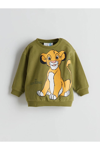 LC Waikiki Bisiklet Yaka Aslan Kral Baskılı Erkek Bebek Sweatshirt ve Pantolon 2'li Takım