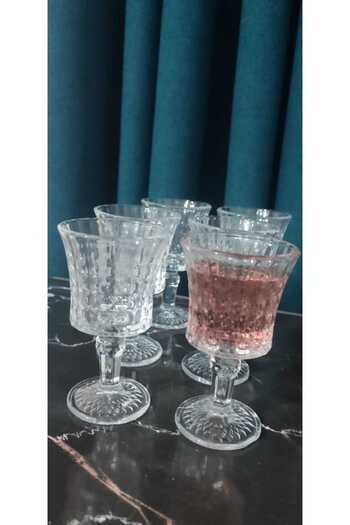 ORTAKÖY CENNETİ 6 Pcs Cam Rames Stamped Coffee Side Glass Mini Size 60 Cc Volume10.5 cm Height 6 cm Mouth Measurements