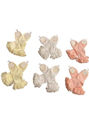 Mcr 12 Pairs of Girls' Lace Toe Seamless Quality Booties Socks by