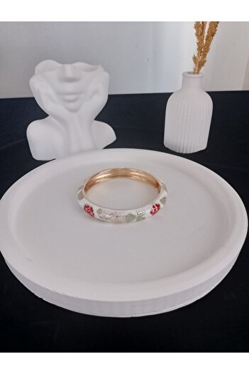 Enjoy Mineli Bracelet Bangle Red Flower Pattern on White Ground Bracelet Elegant and Stylish Design