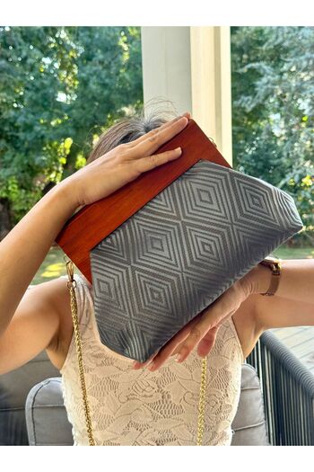 JOPHIEL Bahram Petite - Chain, Wooden Fabric Bag, Clutch, Handbag, Shoulder Bag