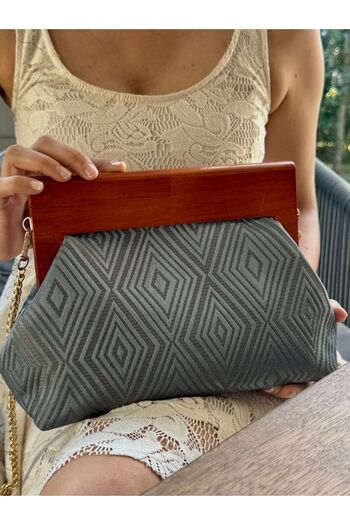 JOPHIEL Bahram Petite - Chain, Wooden Fabric Bag, Clutch, Handbag, Shoulder Bag