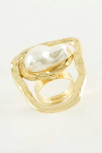 thebestnzm Oval pearl metal ring