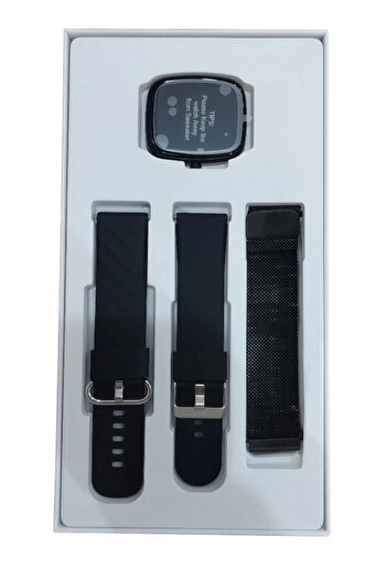 Generic K2 Smart Watch 1.83 Inch Screen with 3 Pairs of Straps and Wireless Charging Black