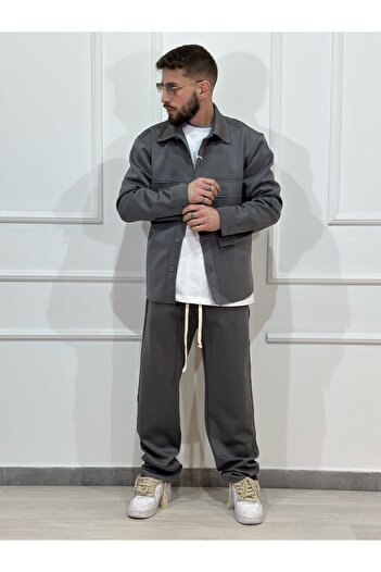 Urban Collection Shirt with pockets and long gray pants set