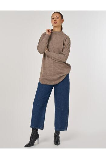 Kayra Sewn Detailed Knitwear Tunic Beige