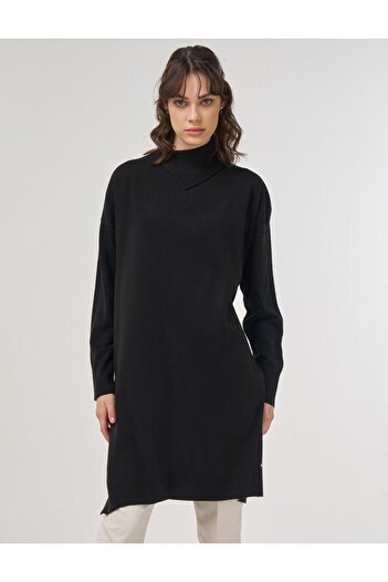 Kayra Devrik Collar Knitwear Tunic Black