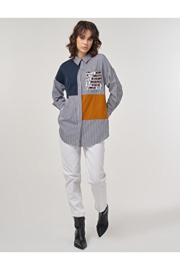 KYR Sequin Detailed Cotton Tunic Navy Blue
