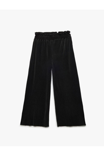 Koton Textured Elastic Waist Wide Leg Trousers