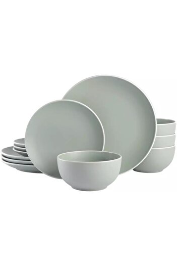 erorex 12 Piece Dinner Set Shark Green, Elegant Stoneware, Durable Tableware, Complete Dining Set, Stylish