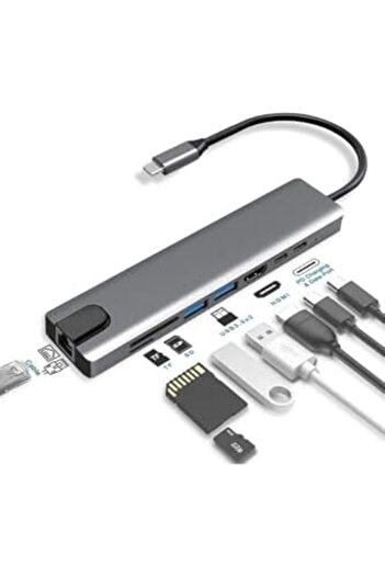 STOREMAX To Hdmi Ethernet Typec Hub 8in1 Port Çoklayıcı Macbook Ile İle Uyumlu Çoğaltıcı Type C To Us