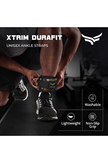 erorex Durafit Unisex Stylish Ankle Straps Metal D Rings Cable Machine Kickbacks Glutes Workouts