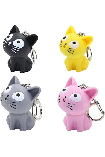 erorex 4 PCS LED Sound Light Key Chain Nurse Flashlight Pediatric Animal Flashlight Cat Keychain Pen