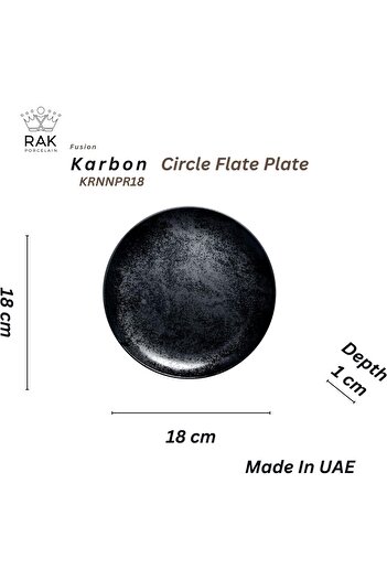 erorex Karbon Circular Plate – 18Cm | Ultra Resistant Black Porcelain | Oven, Microwave & Dishwasher Safe