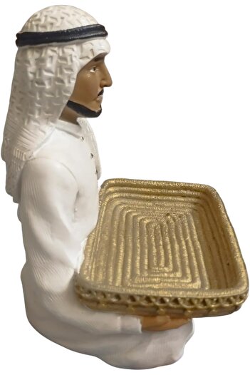 erorex Traditional Middle Eastern Figurine Tray Holder – Decorative Gold Serving Tray Cultural Thobe