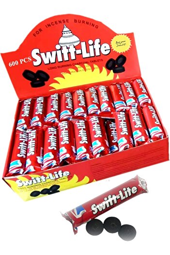 Alsaqer Al Madina Swift Lite Charcoal 600 Pcs Quick Ignite Bakhoor Charcoal 10x60 Packets Tablet 38 MM Apple