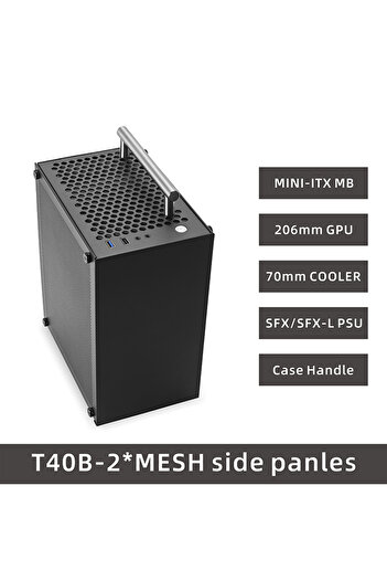 Choice1 T40 Black Mesh METALFISH T40 Mini ITX Black Case 7L Gaming Computer Chassis Compact transparent PC S