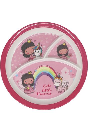 erorex Melamine Kids Round 3 Partition Plate Queen Design | 26 Cm