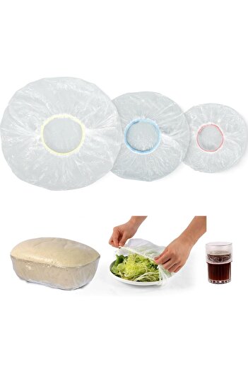 erorex 100Pcs Elastic Plastic Bowl Covers 3 Sizes Food Grade Bread Proofing Lids, Reusable Stretch Food