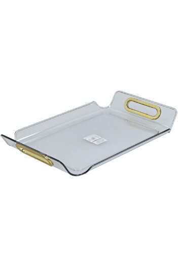 erorex Rectangular Raised Edge Serving Tray With Handle Clear And Brown X Large Y1K150050 Cl