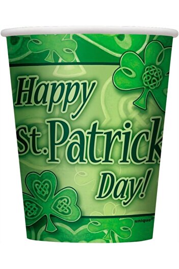 erorex St. Patricks Clover Cups, 8 Pieces, 9Oz, Multicolor
