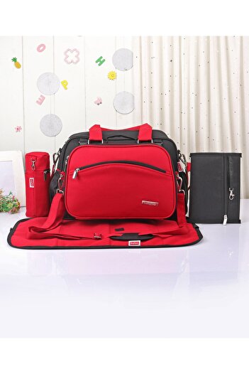 Babyhug Duet Diaper Bag, Two Small Handles, 0 Months+ - Red